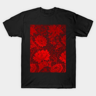 Toile de Jouy pattern. Floral. Red T-Shirt